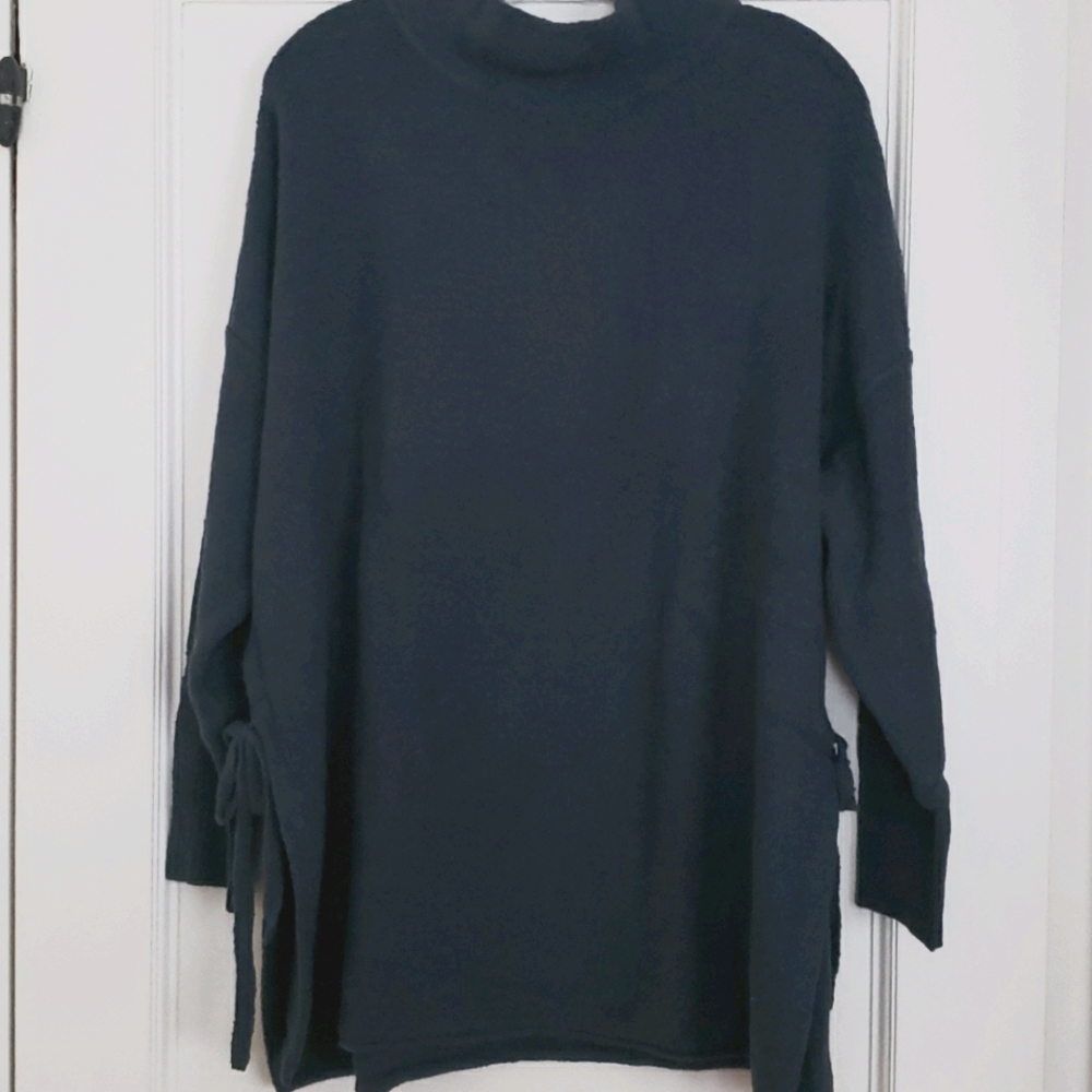 J. JILL tie side teal oversized sweater pullover